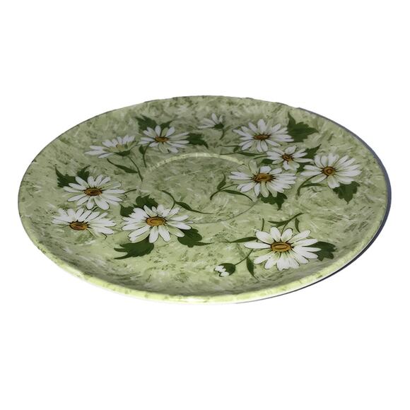 Vintage DEL MAR MELMAC 7-Piece 6" Saucer Set Plate #604 Avocado Green & Daisies - Picture 3 of 6